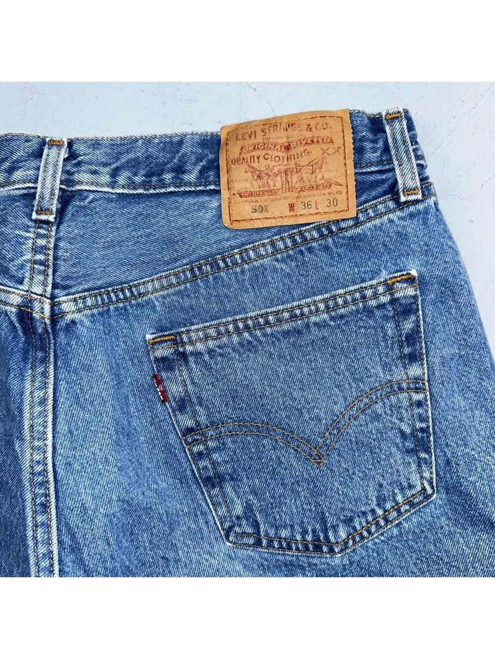 Levis 501 Vintage 90s USA XX Straight Leg Jeans Blue Med Wash 36x30 Act 34x29